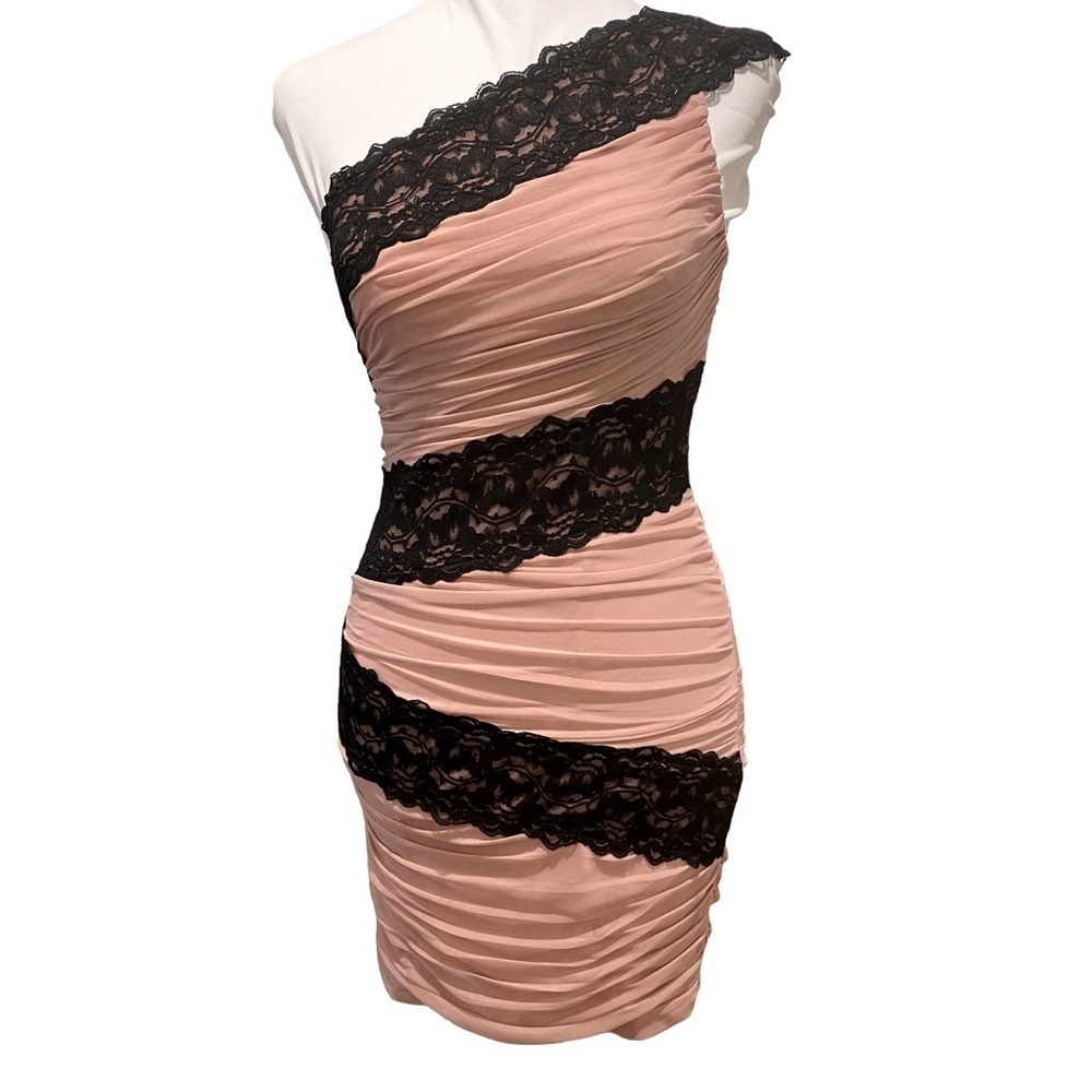 HAILEY LOGAN Y2K Mini Dress‎ COCKTAIL PARTY LACE One Shoulder